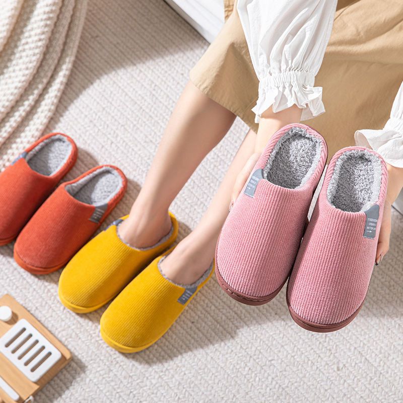 Plush Warm Cotton Slippers For Women, Thick-Soled Non-Slip Couple'S Indoor Slippers - Image 3